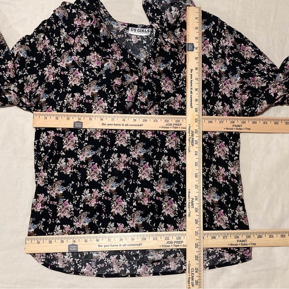 Vintage Floral Peasant Blouse | US GIRLS | Shoulder Pads | Flounces | 100% Rayon - Picture 2 of 10